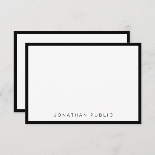 トレンディーミニマリスモダントエレガント白黒 ノートカード (正面/裏面)