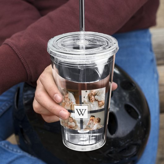 トレンディーミニマルなコラージュの父親の写真パパの贈り物 アクリルタンブラー