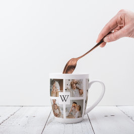 トレンディーミニマルなコラージュの父親の写真パパの贈り物 カフェラテマグ