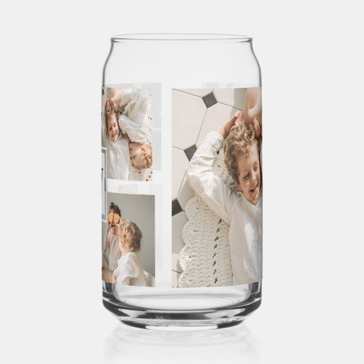 トレンディーミニマルなコラージュの父親の写真パパの贈り物 ガラス缶 (左)