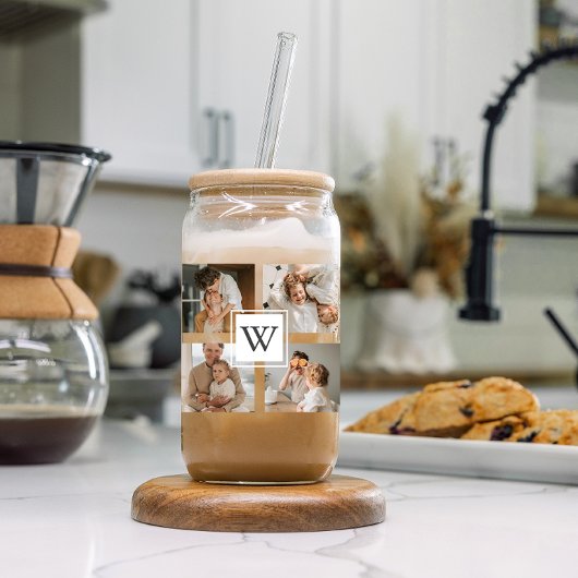 トレンディーミニマルなコラージュの父親の写真パパの贈り物 ガラス缶