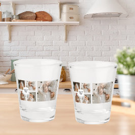 トレンディーミニマルなコラージュの父親の写真パパの贈り物 ショットグラス