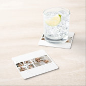 トレンディーミニマルなコラージュの父親の写真パパの贈り物 スクエアペーパーコースター (インサイチュ)