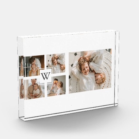 トレンディーミニマルなコラージュの父親の写真パパの贈り物 フォトブロック (左)