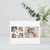 トレンディーミニマルなコラージュの父親の写真パパの贈り物 ポストカード (スタンド正面)