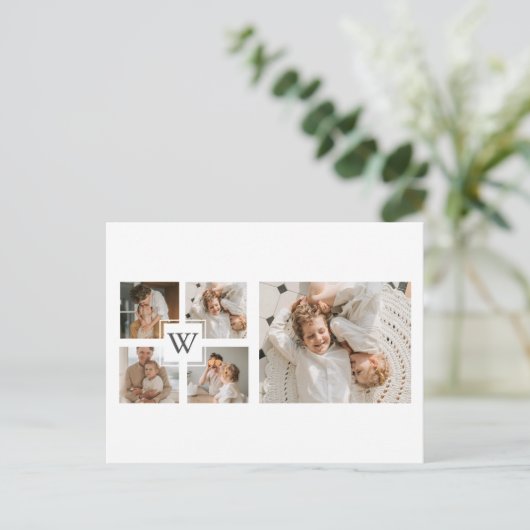 トレンディーミニマルなコラージュの父親の写真パパの贈り物 ポストカード (スタンド正面)