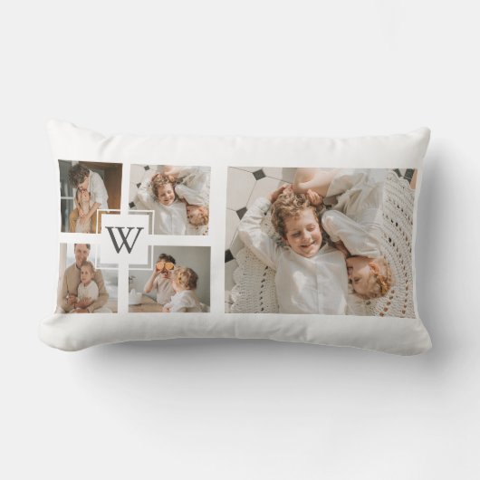 トレンディーミニマルなコラージュの父親の写真パパの贈り物 ランバークッション (正面)