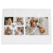 トレンディーミニマルなコラージュの父親の写真パパの贈り物 ラージペーパーバッグ (正面)