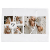 トレンディーミニマルなコラージュの父親の写真パパの贈り物 ラージペーパーバッグ (裏面)