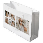 トレンディーミニマルなコラージュの父親の写真パパの贈り物 ラージペーパーバッグ (正面アングル)