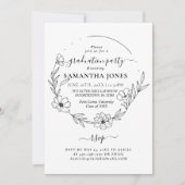 トレンディーミニマルの葉の写真卒業 招待状 (正面)