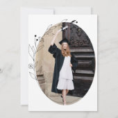 トレンディーミニマルの葉の写真卒業 招待状 (裏面)