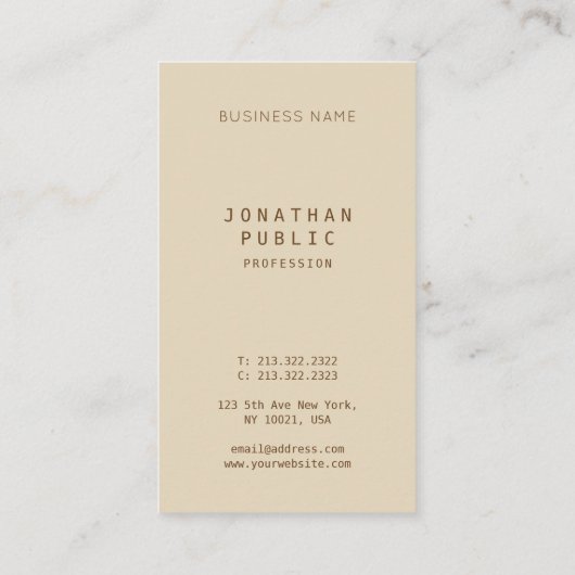 トレンディーミニマルエレガントモダンベージュテンプレート 名刺 (裏面)