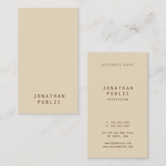 トレンディーミニマルエレガントモダンベージュテンプレート 名刺 (正面/裏面)