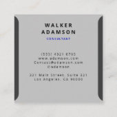 トレンディーミニマルシルバー&マットブラック スクエア名刺 (裏面)