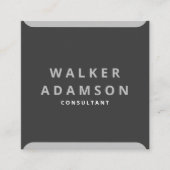 トレンディーミニマルシルバー&マットブラック スクエア名刺 (正面)