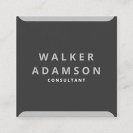 トレンディーミニマルシルバー&マットブラック スクエア名刺