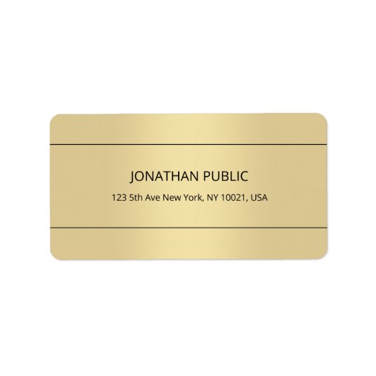 トレンディーミニマルテンプレート金ゴールドカラーシックアドレス ラベル (正面)