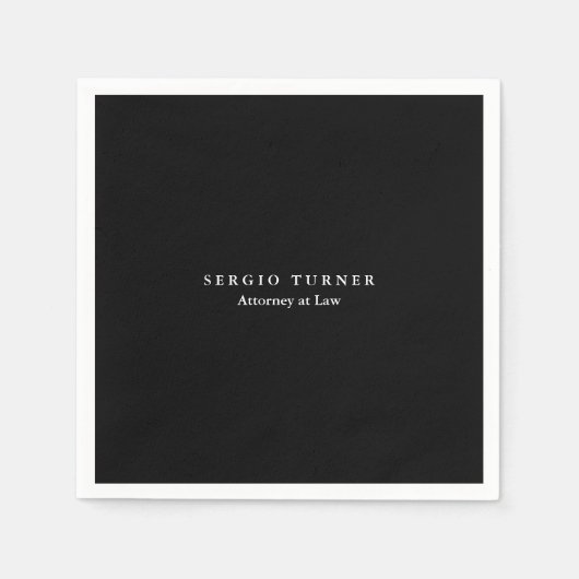 トレンディーミニマルプロフェッショナルブラック スタンダードカクテルナプキン (正面)