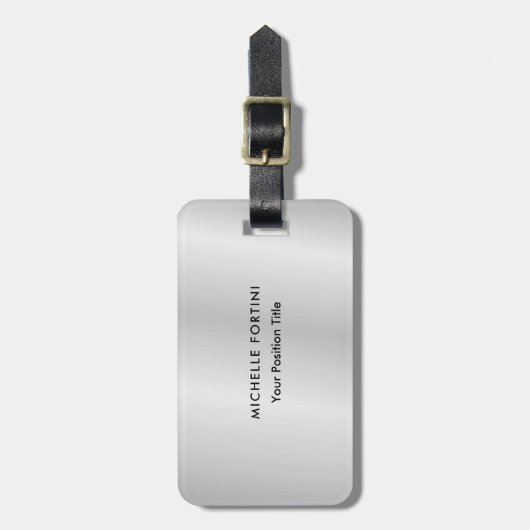 トレンディーミニマルプロフェッショナルモダンシルバーグレイ ラゲッジタグ (正面縦)
