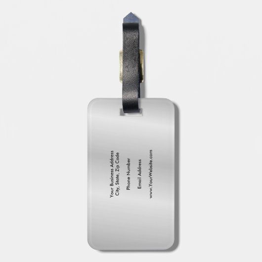 トレンディーミニマルプロフェッショナルモダンシルバーグレイ ラゲッジタグ (裏面縦)
