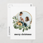 トレンディーミニマルメリークリスマスリース家族の写真 ポストカード (正面/裏面)