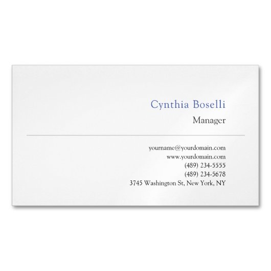 トレンディーミニマルモダンリストプレーンシンプルテンプレート マグネット名刺 (正面)