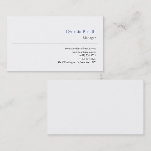 トレンディーミニマルモダンリストプレーンシンプルテンプレート 名刺 (正面/裏面)