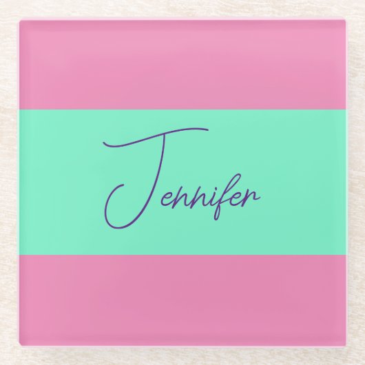 トレンディーミニマルモダンリストプレーンシンプルパステルカラー ガラスコースター (正面)