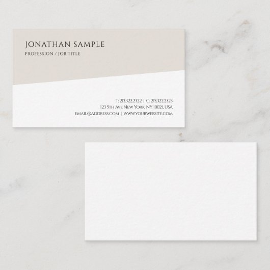 トレンディーミニマルモダンリストプレーンプロフェッショナルシック 名刺 (正面/裏面)