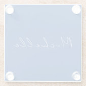 トレンディーミニマルモダンリスト手書きブルー ガラスコースター (裏面)