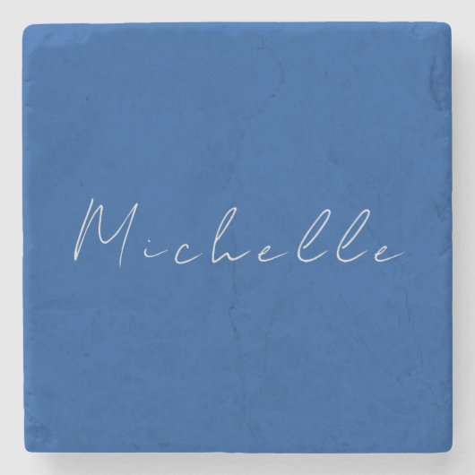 トレンディーミニマルモダンリスト手書きブルー ストーンコースター (正面)