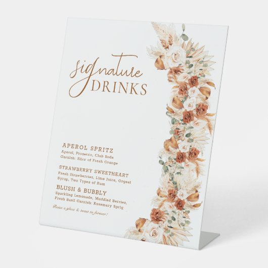 トレンディーミニマルモダン結婚リストのシグネチャードリンク 台座サイン (正面)