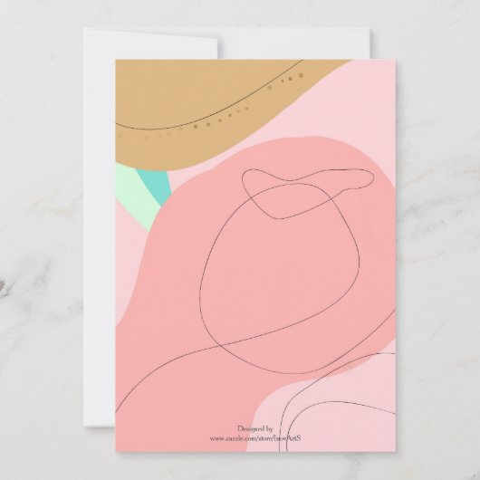 トレンディーミニマルラインクリエイティブ抽象芸術ピンクデザイン 招待状 (裏面)
