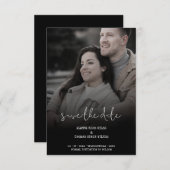 トレンディーミニマル書道写真結婚のカップル セーブザデート (正面/裏面)