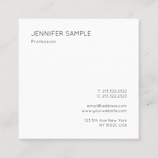 トレンディーミニモダンマリストシンプルデザインテンプレート スクエア名刺 (裏面)