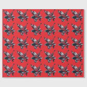 トレンディーミュージッククリスマスサンタクロースのギタープレーヤー ラッピングペーパー (フラット)