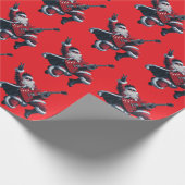 トレンディーミュージッククリスマスサンタクロースのギタープレーヤー ラッピングペーパー (角)