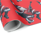 トレンディーミュージッククリスマスサンタクロースのギタープレーヤー ラッピングペーパー (ロールコーナー)
