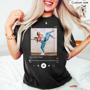 トレンディーミュージックBestie写真と名前最高のFriend Black Tシャツ