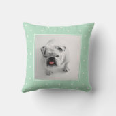 トレンディーミントグリーンと水玉模様と写真 クッション (裏面)