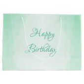 トレンディーミントグリーンカラーハッピーバースデー文字 ラージペーパーバッグ (裏面)