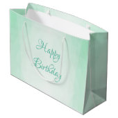 トレンディーミントグリーンカラーハッピーバースデー文字 ラージペーパーバッグ (裏面アングル)