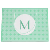 トレンディーミントグリーンカラーモノグラムエレガントモダン ラージペーパーバッグ (正面)