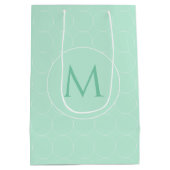 トレンディーミントグリーンカラーモノグラムモダンテンプレート ミディアムペーパーバッグ (裏面)