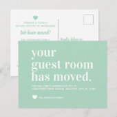 トレンディーミントグリーンゲストルームムービングアナウンスメント 案内ポストカード (正面/裏面)