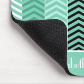 トレンディーミントグリーンシストライプェブロン（名前付き） マウスパッド (コーナー)