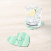 トレンディーミントグリーンストライプズモダンモノグラムテンプレート ペーパーコースター (インサイチュ)