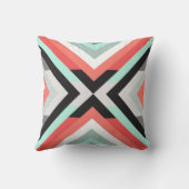 トレンディーミントコーラルブラック幾何学デザイン枕 クッション (裏面)