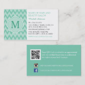 トレンディーミントシェブロンジグモノグラムヘアブティック 名刺 (正面/裏面)